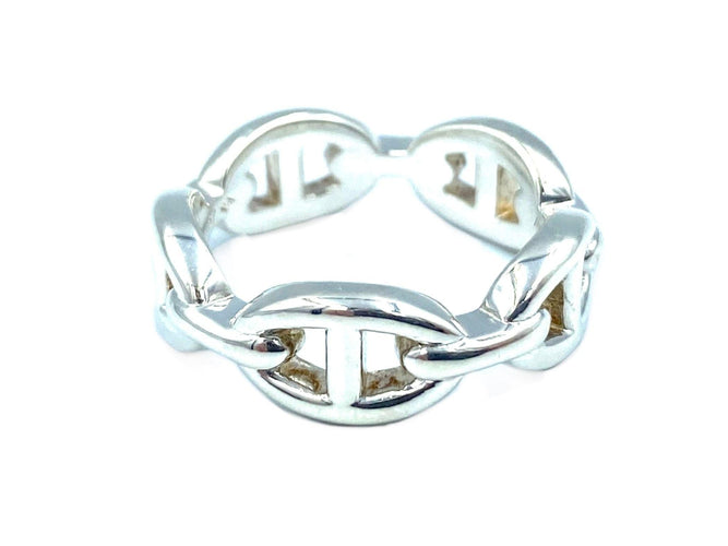Bague HERMÈS. Bague Chaîne d’ancre déchaînée argent 58 Facettes