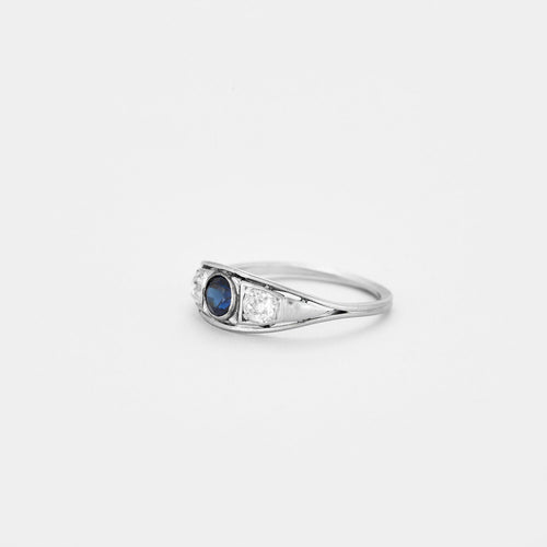 Bague 62 Bague Jarretière Platine Saphir de synthèse Diamants 58 Facettes 67/2