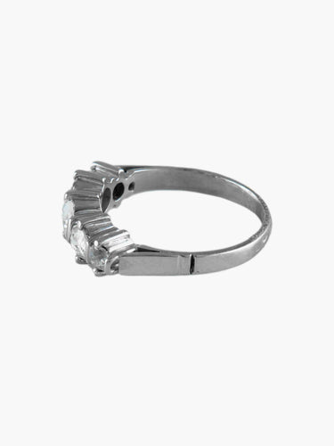 Bague Demi-alliance Or blanc Diamants 58 Facettes