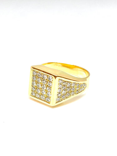Bague Bague homme en or jaune et pavage de diamants 58 Facettes