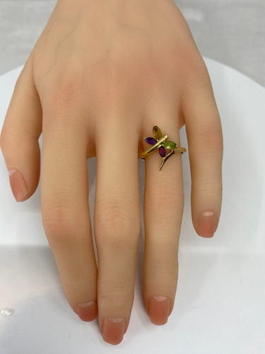 Bague Bague papillon en or jaune & pierres fines 58 Facettes