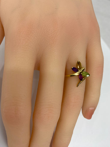 Bague Bague papillon en or jaune & pierres fines 58 Facettes