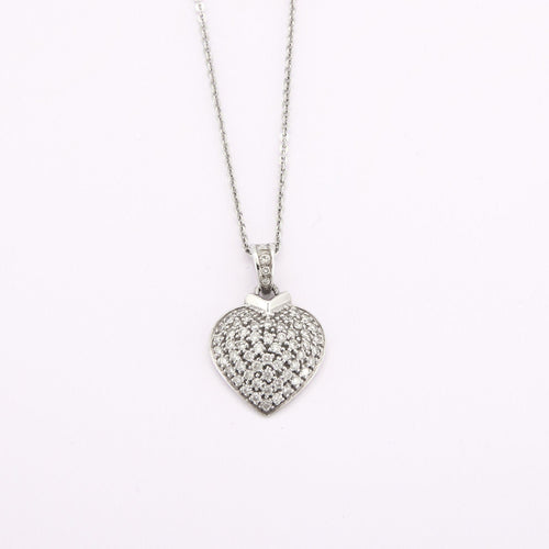 Pendentif Pendentif coeur diamants, or gris 58 Facettes
