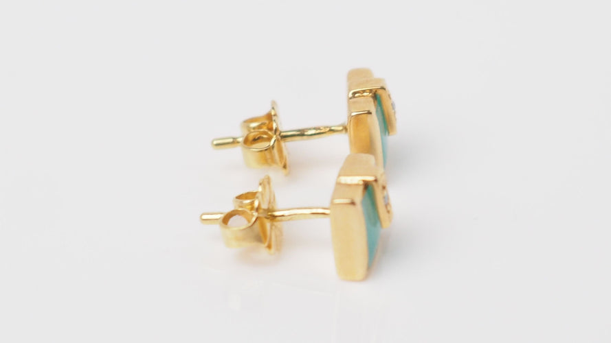 Boucles d'oreilles CLOZEAU - Boucles d'oreilles Or Résine Verte 58 Facettes clozeau