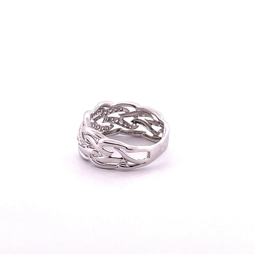 Bague Bague ajourée en or blanc, diamants 58 Facettes