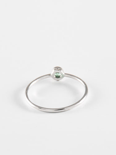 50 Bague Solitaire Saphir Vert et Or Blanc 58 Facettes