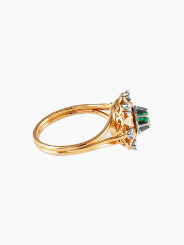 Bague 50 Bague Vintage 2 Ors Emeraude Diamants 58 Facettes