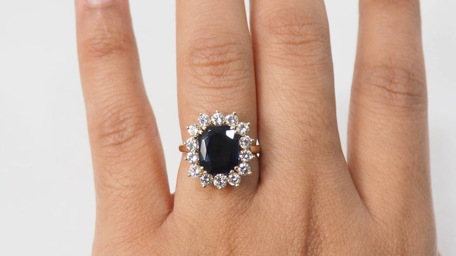 Bague Bague or jaune doublet corindon et diamants 58 Facettes 30763