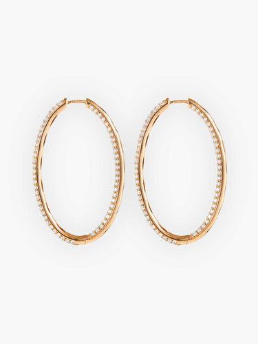 Boucles d'oreilles Créoles Or rose Diamants 58 Facettes