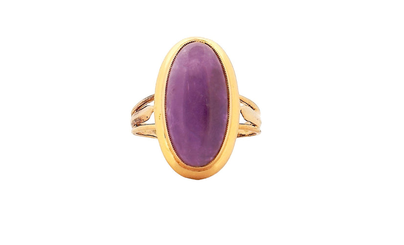 Bague 56 Bague vintage or jaune 18 carats et jade lavande 58 Facettes
