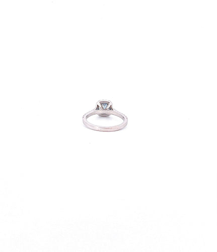 Bague Solitaire en or blanc 18 carats diamants et topaze bleue 58 Facettes