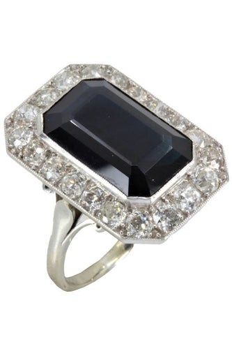 Bague 56 BAGUE ART DÉCO SAPHIR ET DIAMANTS 58 Facettes 054151