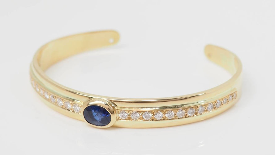 Bracelet Bracelet jonc en or jaune, saphir et diamants 58 Facettes 32539