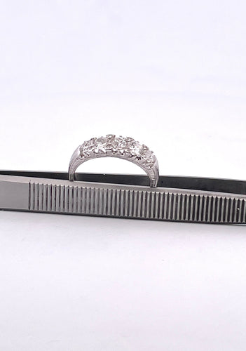 Bague Alliance ancienne en Or blanc & diamants 58 Facettes