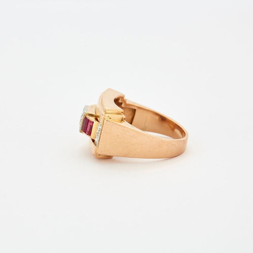 Bague 59 Bague Tank diamants et pierres rouges 58 Facettes 1921