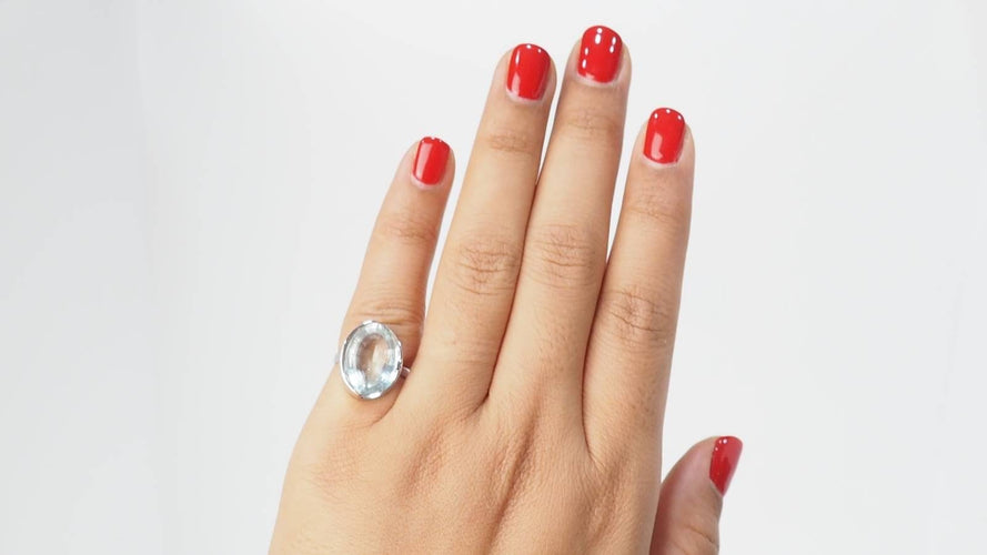 Bague 50 Bague Or blanc et Aigue-marine 58 Facettes 31805