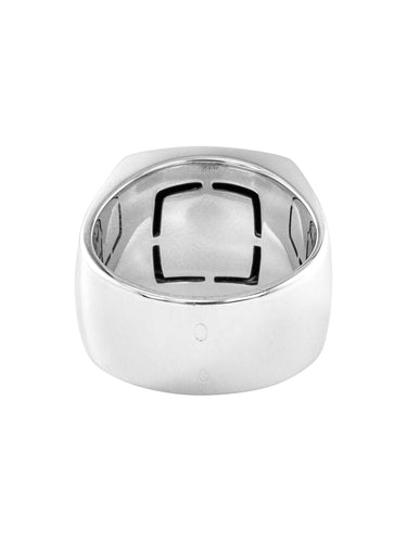 Bague Chevalière Chaumet Or Gris, Diamants et Ebène 58 Facettes