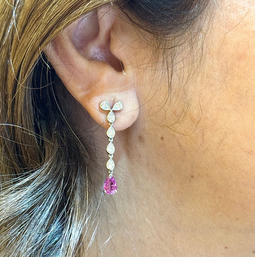 Boucles d'oreilles Boucles d’oreilles or blanc, diamants et tourmaline 58 Facettes