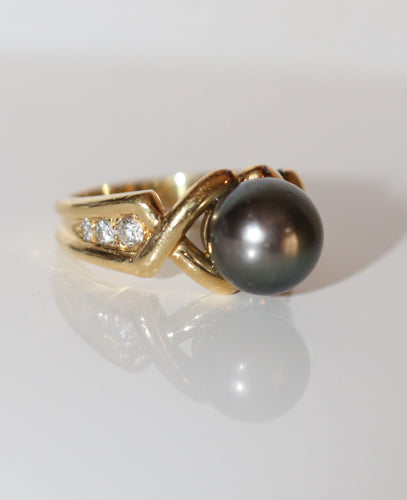 Bague 53 Bague Perle De Tahiti Et Diamants 58 Facettes 502
