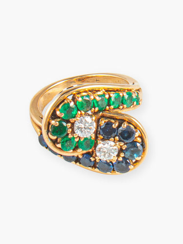 Bague 47 Bague Saphirs, Emeraudes et Diamants 58 Facettes