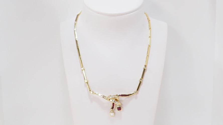 Collier Collier vintage diamants et rubis 58 Facettes 32278