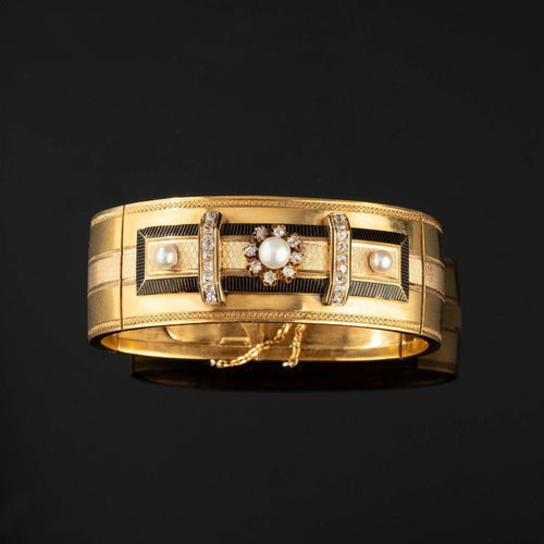 Bracelet Bracelet Napoléon III Perles Diamants émail 58 Facettes