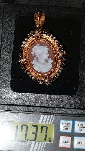 Broche Broche-Pendentif XIXe camée et perles 58 Facettes 459.1