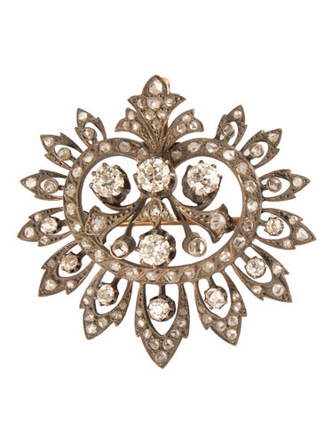 Broche Broche pendentif en or jaune, argent et diamants 58 Facettes