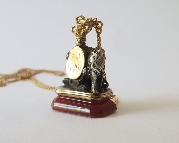 Pendentif Collection - chaine et pendentif sceau, or argent et rubis 58 Facettes