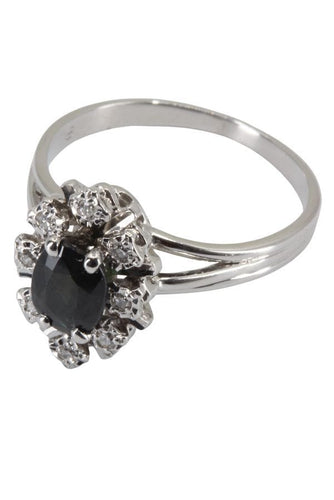 Bague BAGUE SAPHIR ENTOURAGE DIAMANT ANNÉES 50' 58 Facettes 038741