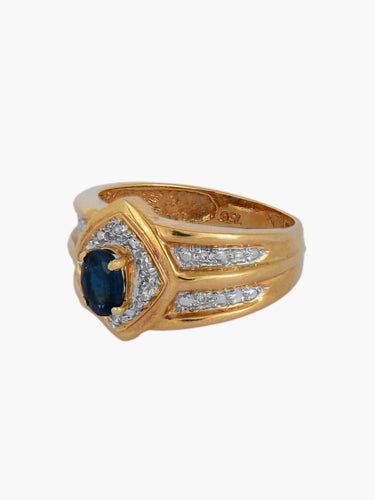 Bague 53 BAGUE SAPHIR OR JAUNE ET DIAMANTS 58 Facettes