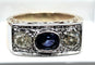 Bague 53 Bague Art Déco Saphir et Diamants 58 Facettes