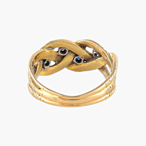 Bague Bague Tressée Or jaune pierres bleues 58 Facettes