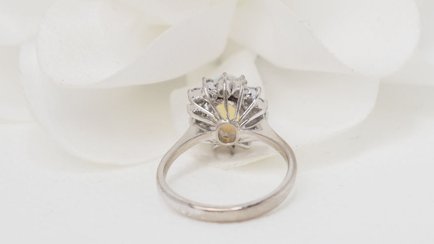 Bague 47 Bague marguerite opale diamants 58 Facettes 32357