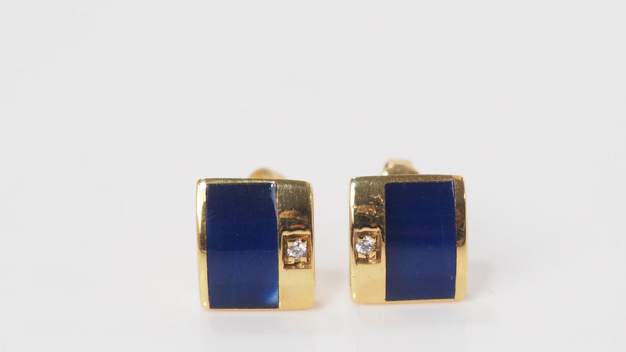Boucles d'oreilles Boucles d'oreilles Clozeau, résine nacrée et diamants 58 Facettes