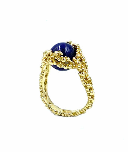 Bague Gilbert Albert. Belle bague Mimosas or jaune et billes interchangeables 58 Facettes
