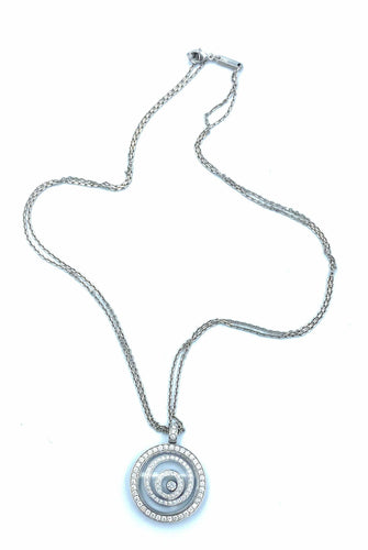 Collier CHOPARD. Pendentif Happy Spirit Or Blanc Diamants 58 Facettes