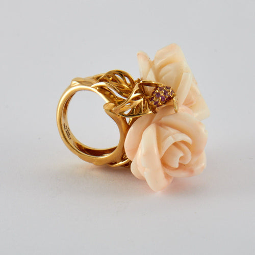 Bague 55 DIOR - Bague Pré Catelan Corail Saphirs Roses 58 Facettes FL245