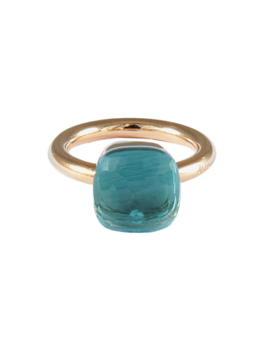 Bague 49 Pomellato – Bague Modèle « Nudo » Classic Topaze Bleue et Or Rose 58 Facettes