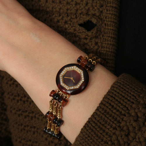 Montre Boucheron Paris - Montre en or et écaille de tortue 58 Facettes