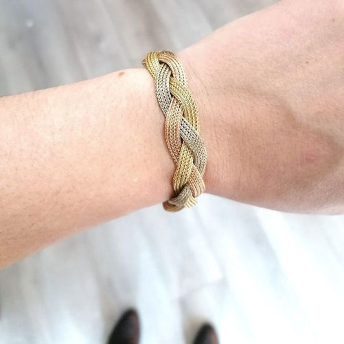 Bracelet Bracelet Vintage Tressé trois ors 58 Facettes 3595
