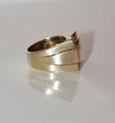 Bague 54 Bague Tank Or Jaune Diamants modèle Noeud 58 Facettes 487