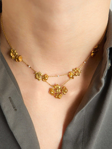 Collier Collier Draperie ancien or et perles fines 58 Facettes