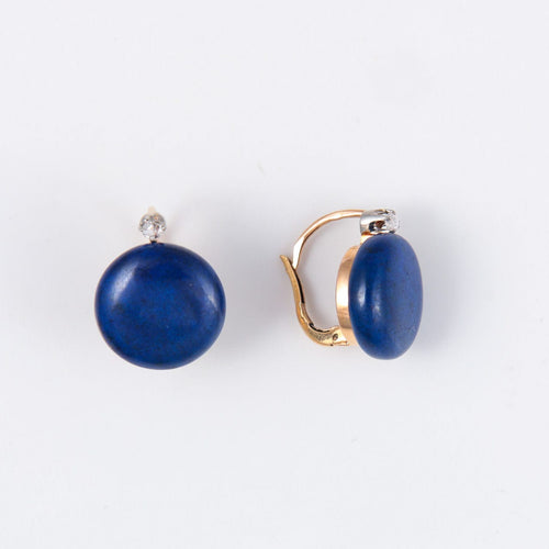 Boucles d'oreilles Paire de dormeuses lapis lazuli, diamants, XIXème 58 Facettes