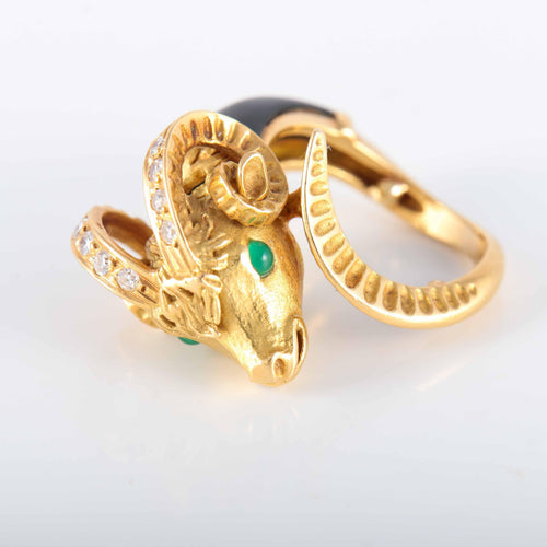 Bague 51 Bague tête de bélier en or jaune 58 Facettes