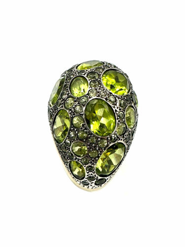 Bague 51 POMELLATO. Collection Tabou, bague or et argent ornée de péridots 58 Facettes