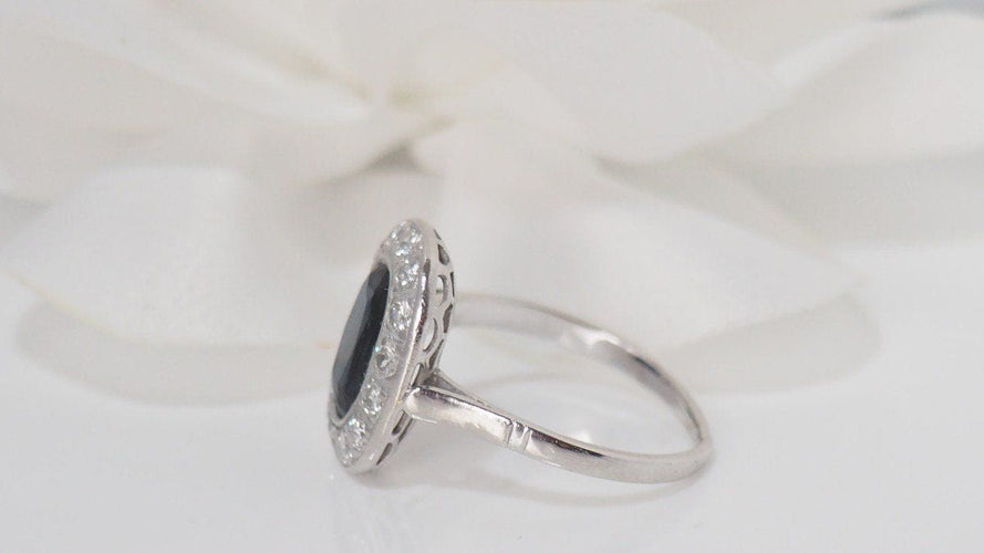 Bague 50 Bague Art Déco en Platine, Saphir & Diamants 58 Facettes 31741
