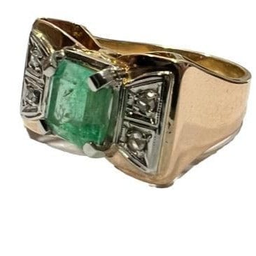 Bague 50 Bague tank ancienne art deco émeraude et diamants 58 Facettes