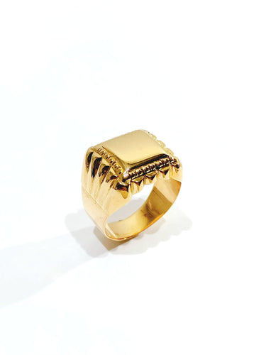 Bague 50.5 Chevalière Or Rose 58 Facettes