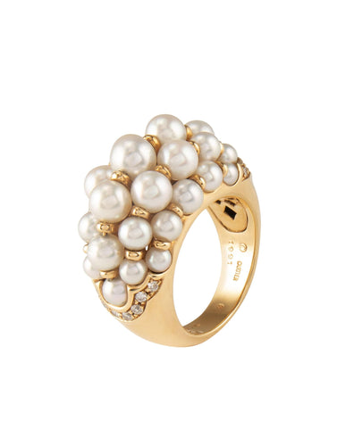 Bague 52 Cartier - Bague Demi-Jonc "Andromaque" perles et diamants 58 Facettes